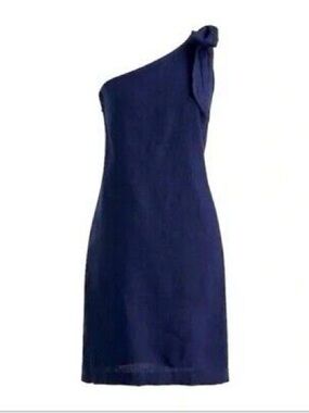 J. Crew - One-shoulder line shift dress in navy
